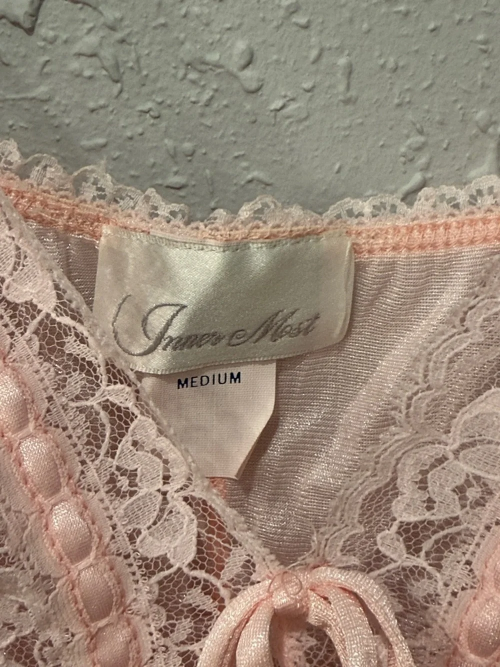 Vintage Soft Pink Lace Satin Teddy‎ Bodysuit Size Medium - Picture 2 of 6